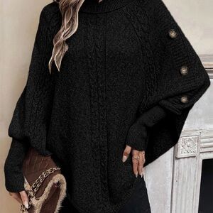 Women's Black Cable Knit Sweater